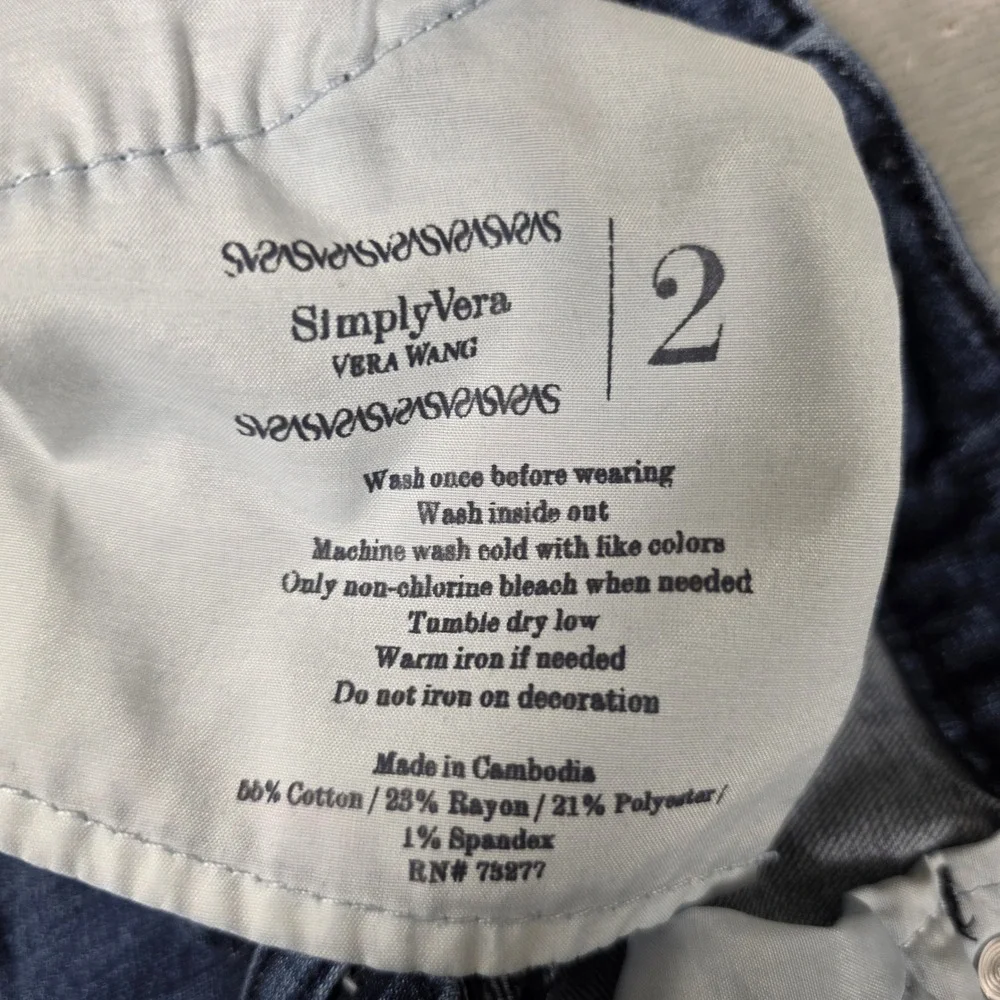 Simply Vera Vera Wang‎ Blue Medium Wash Long Denim Shorts Sz 2 Mid Thigh